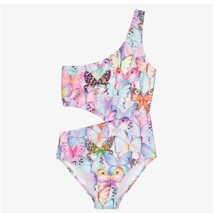 BNWT Stella Cove Girls Butterfly print one piece swimsuit bathing suit 12 & 14